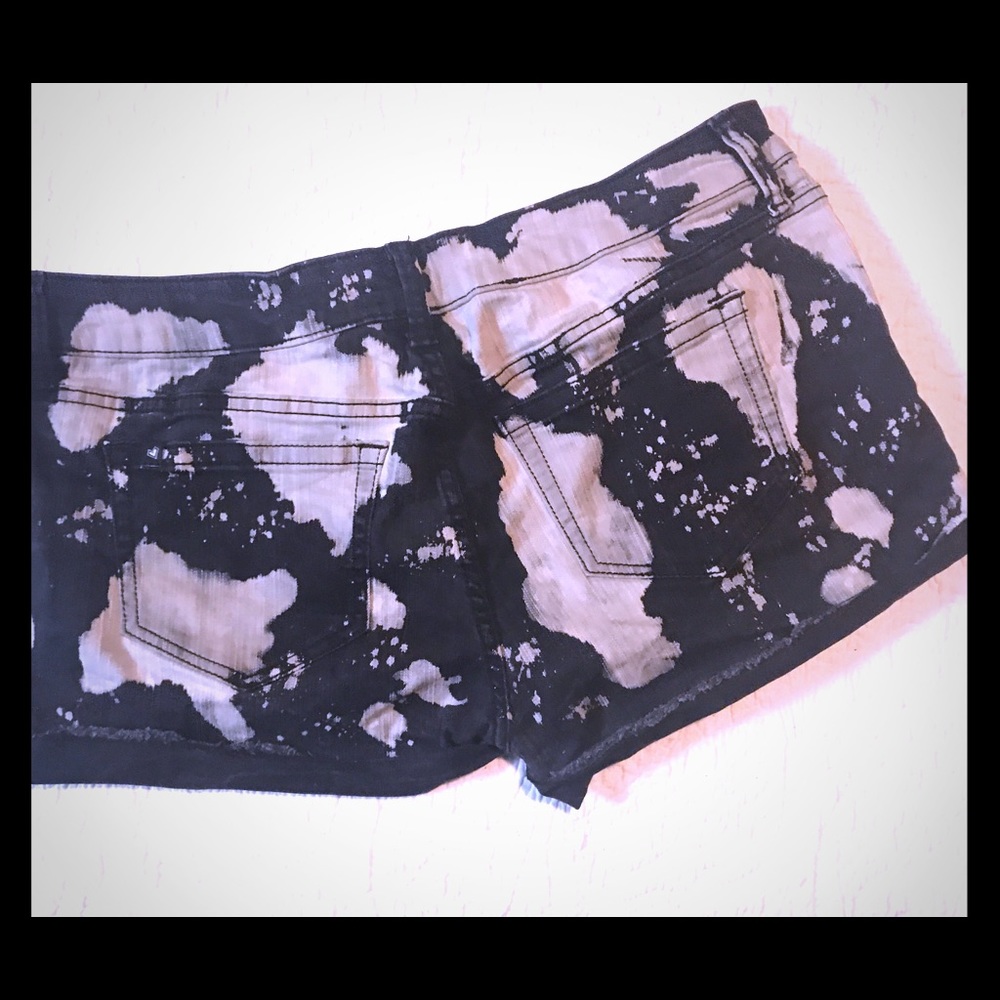 Lovesick Black & Bleach Splatter Denim Shorts